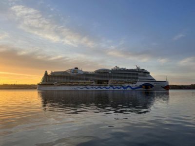 AIDAprima cruise ship arriving in Kiel