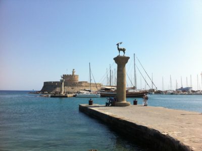 Elafos and Elafina Rhodes Port - Mandraki Port Entrance