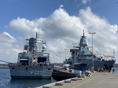 Kiel frigate F 223 and F 220 in the naval base