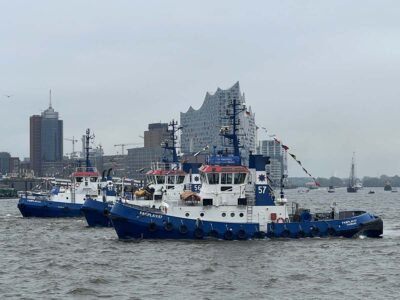 Fairplay 53, 56 and 57 Tugboats Hamburg Harbor Birthday 2023 Tugboat Ballet