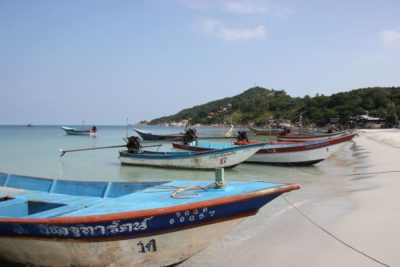 Motorboats at Haad Rin Beach on Ko Phangan