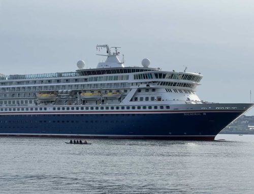 Balmoral cruise ship arrival in Kiel April 14, 2023