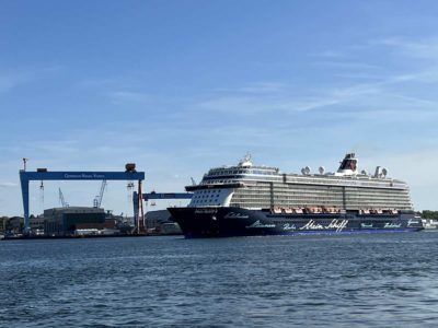 Mein Schiff 4 cruise ship leaves Kiel May 15, 2022