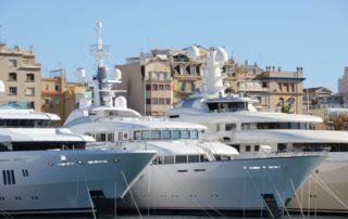 Luxury yachts in Port Vell marina Barcelona