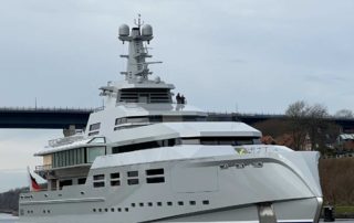 Project 1601 Lürssen mega yacht test drive Kiel Canal