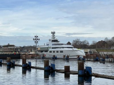 Project 1601 mega yacht Kiel Canal lock
