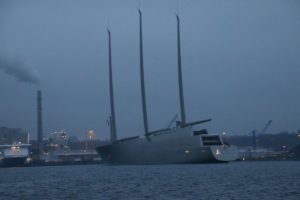 SYA Sailing Yacht A leaves Kiel in February 2017