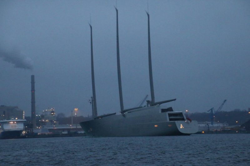SYA Sailing Yacht A leaves Kiel in February 2017