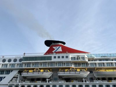 Smokestack of cruise ship Balmoral