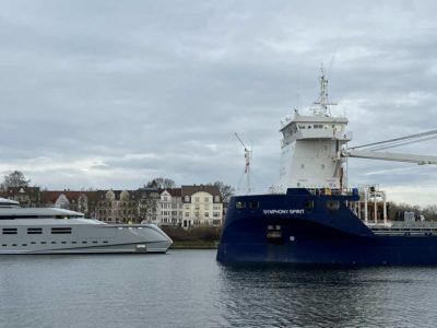 Symphony Spirit Cargo Ship and Megayacht Project 1601 Kiel Canal