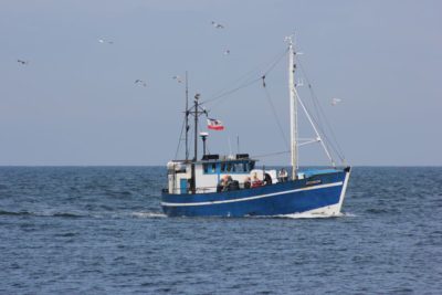 Fishing cutter Storkow off Warnemünde in the Baltic Sea